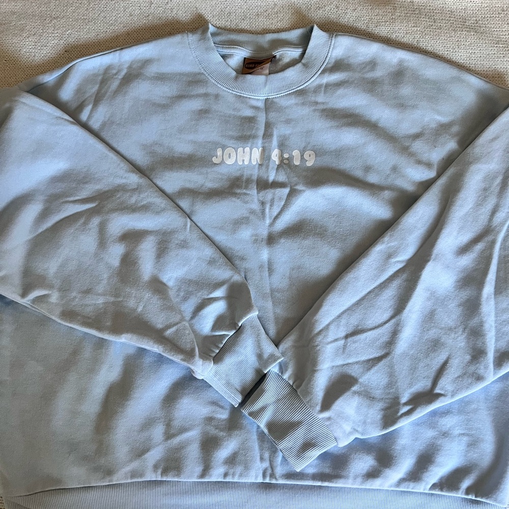 Light Blue John 3:16 Graphic Crewneck Sweatshirt